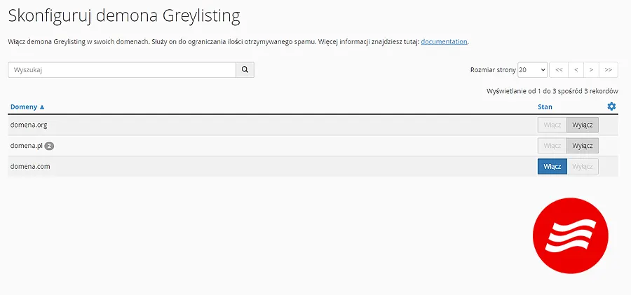Greylisting w cPanelu