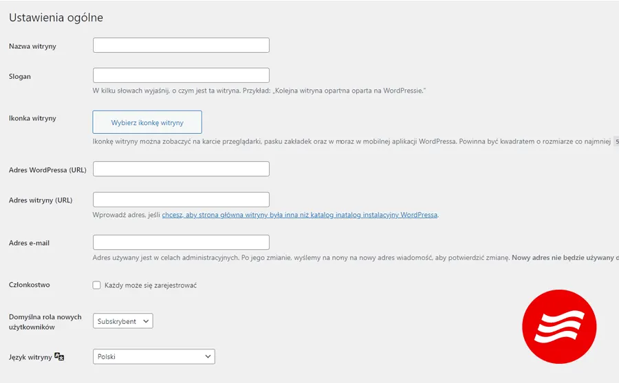 Panel z ustawieniami domeny w WP