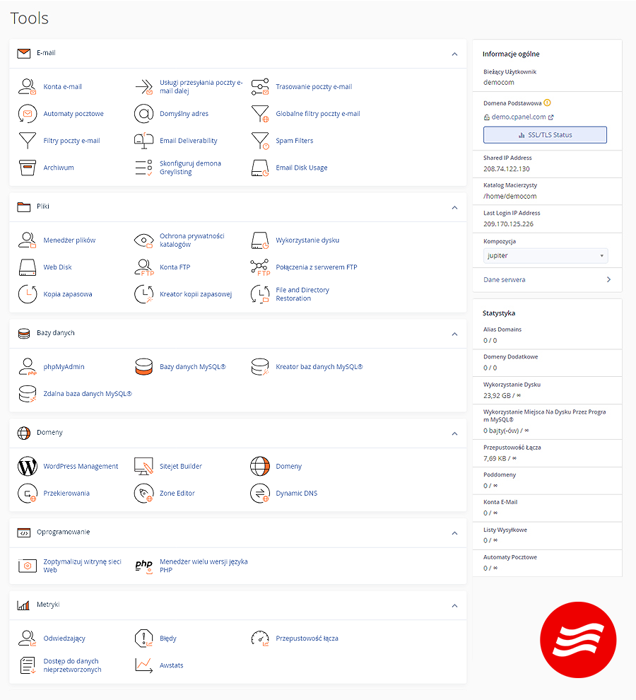 Cpanel Hosting - zarządzanie serwerem