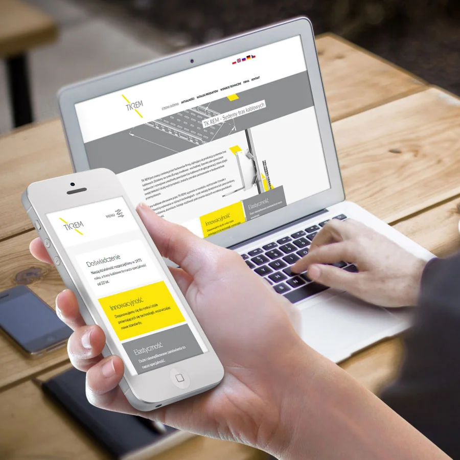 Projekt i wdrożenie strony internetowej firmy z branży produkcyjnej.