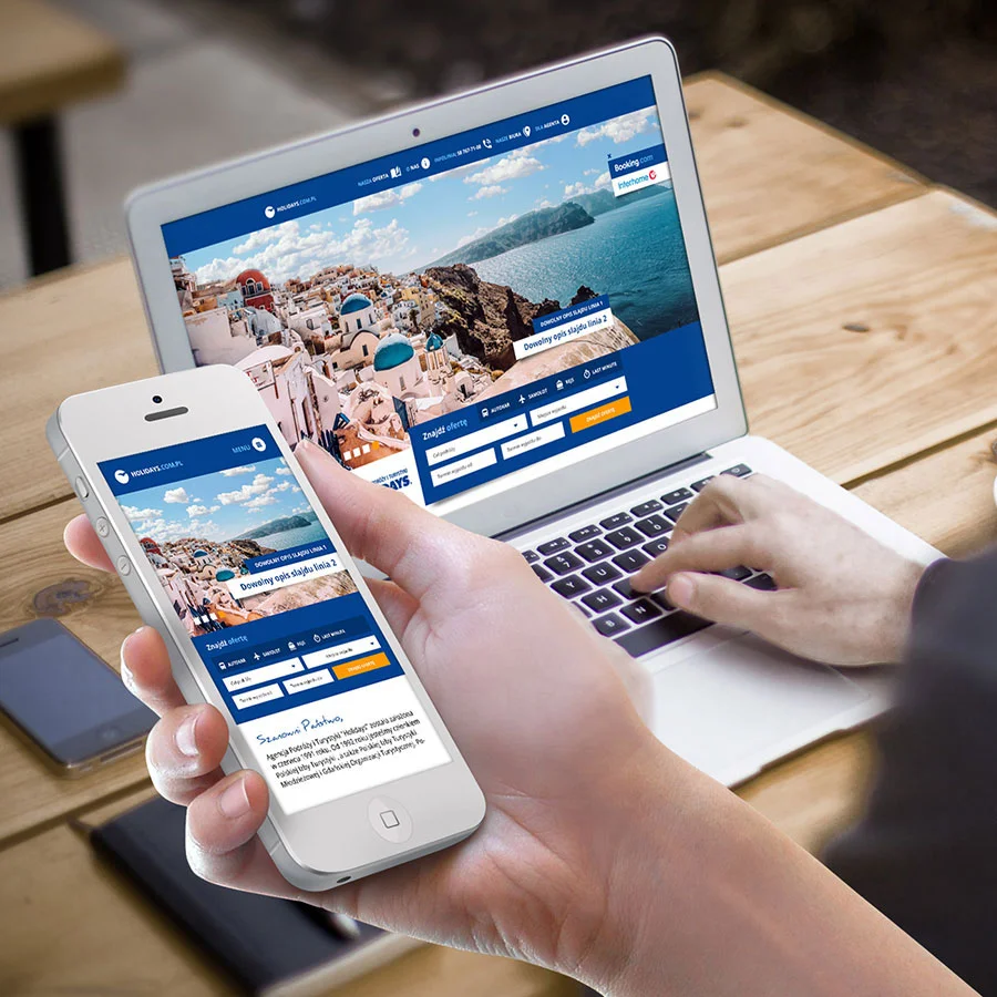 Projekt i wdrożenie strony internetowej firmy z branży turystycznej.