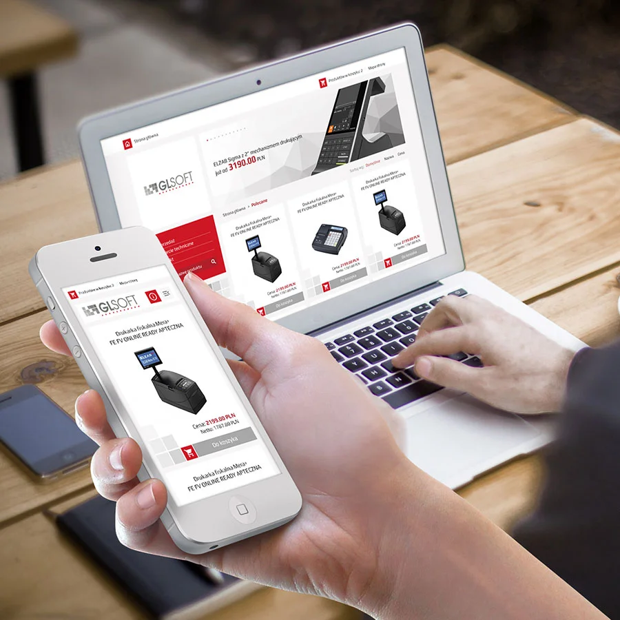 Projekt i wdrożenie responsywnego sklepu internetowego z kasami fiskalnymi.