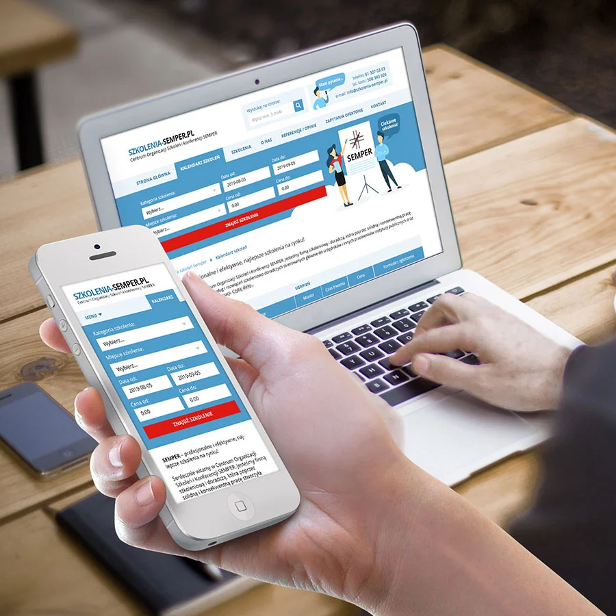 Projekt i wdrożenie strony WWW firmy z branży szkoleniowej.