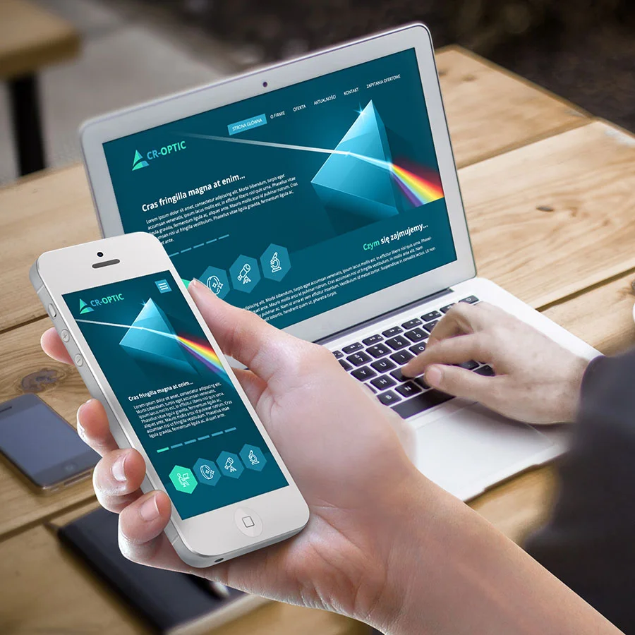 Projekt i wdrożenie strony internetowej firmy z branży technologii optycznych.