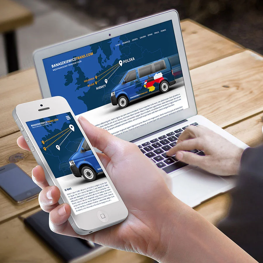 Projekt i wdrożenie strony internetowej firmy transportowej.