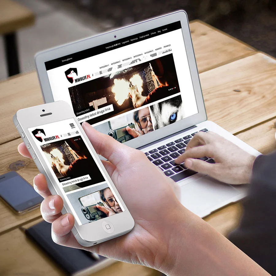 Projekt i wdrożenie responsywnego sklepu internetowego z traczami strzeleckimi.