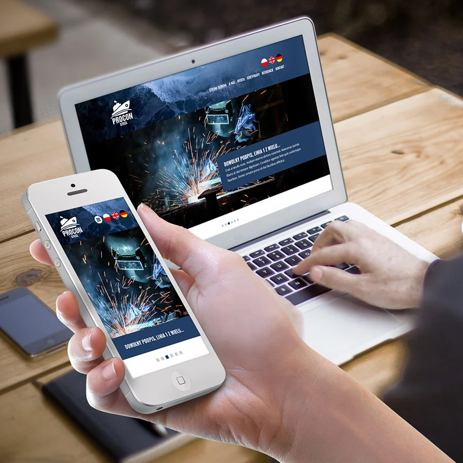 Projekt i wdrożenie strony internetowej firmy z branży morskiej.