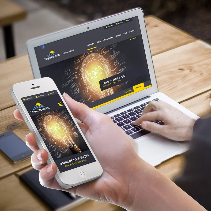 Projekt i wdrożenie strony WWW firmy z branży szkoleniowej.