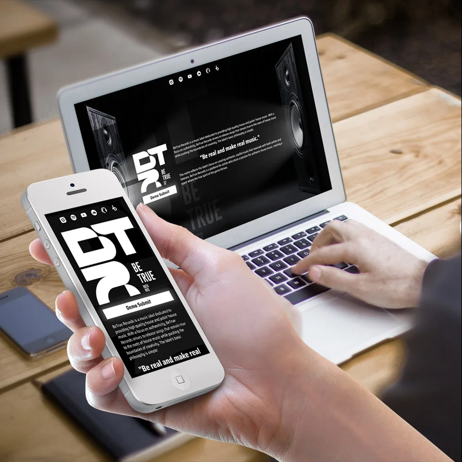 Projekt i wdrożenie strony WWW firmy z branży muzycznej.