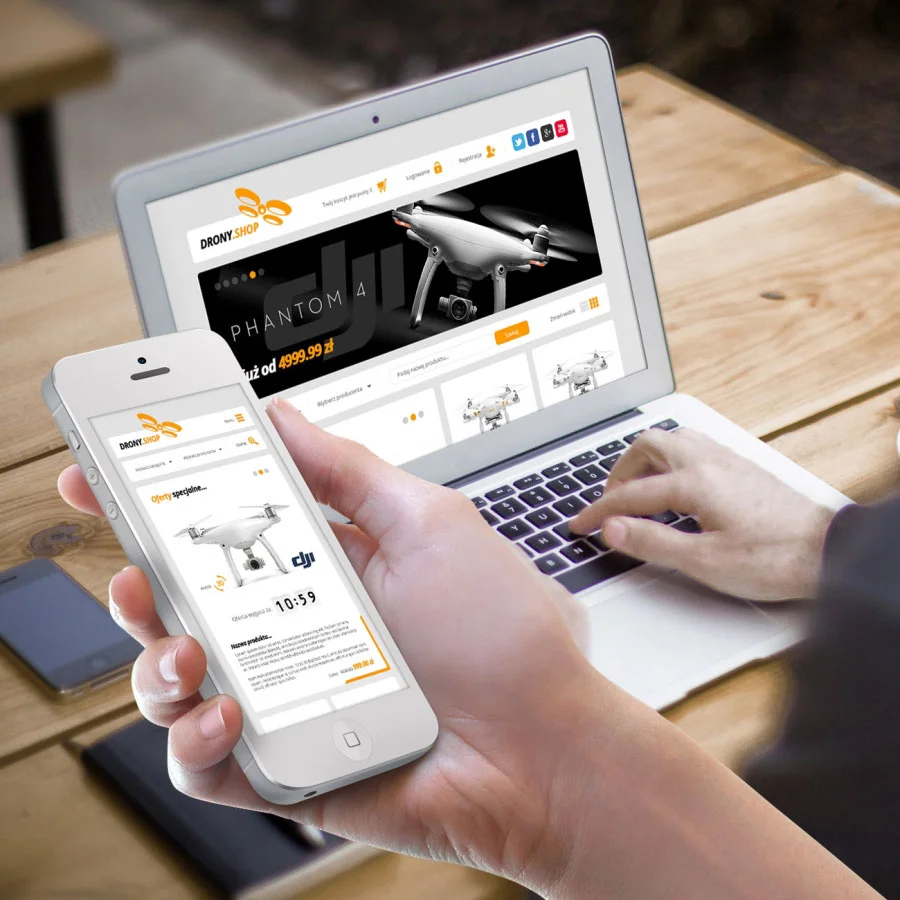 Projekt autorskiego, responsywnego sklepu internetowego z dronami.