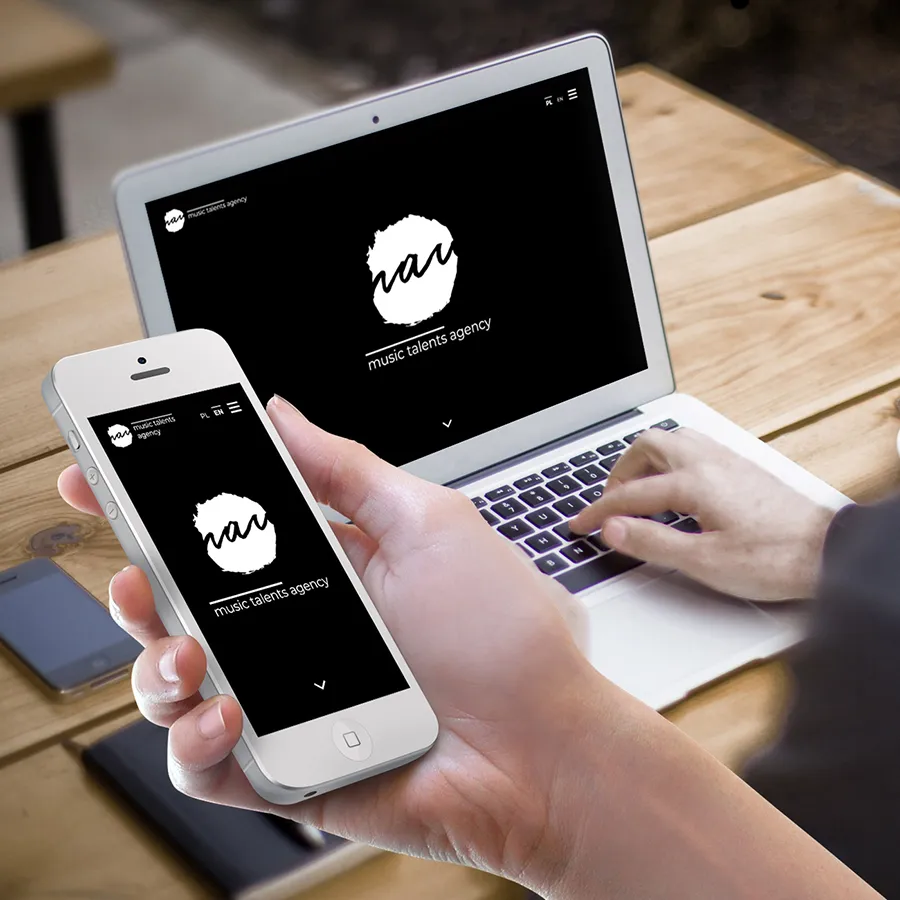 Projekt i wdrożenie strony internetowej firmy z branży muzycznej.